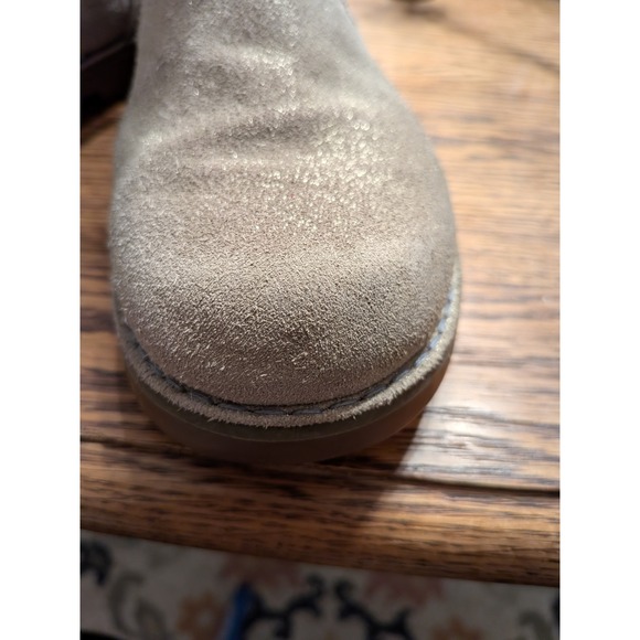 UGG Australia Kids Suede Lace Up Side Zip Boots Tan Glitter Size 3 - Picture 5 of 10
